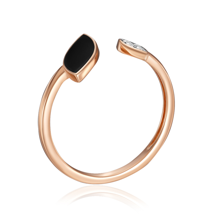 Золотое кольцо с фианитами и эмалью. Артикул 18973/01/1/712