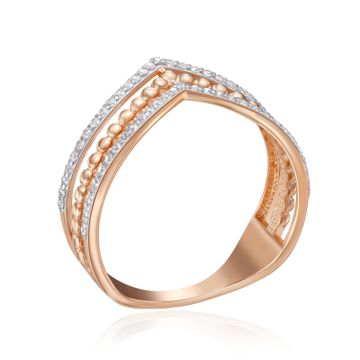 Золота каблучка з фіанітами. Артикул 18982/01/1/1