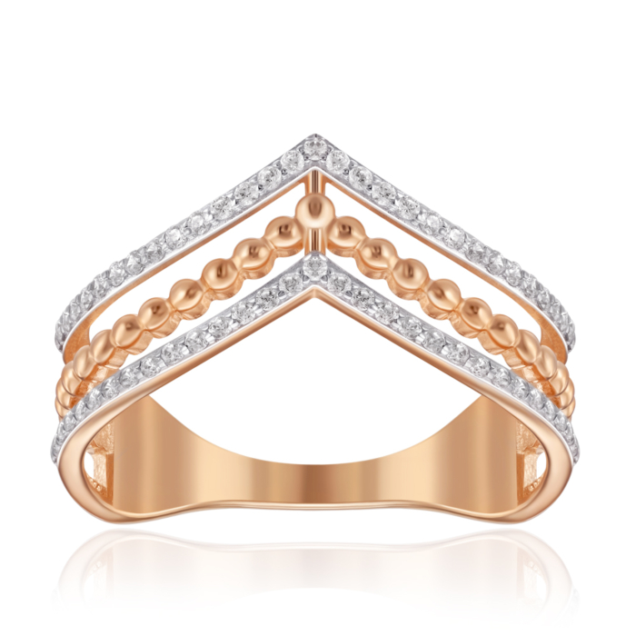 Золота каблучка з фіанітами. Артикул 18982/01/1/1