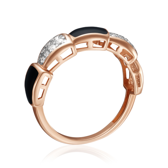 Золотое кольцо с эмалью и фианитами. Артикул 18996/01/1/2842