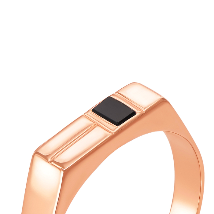 Золотая печатка с ониксом. Артикул 19009