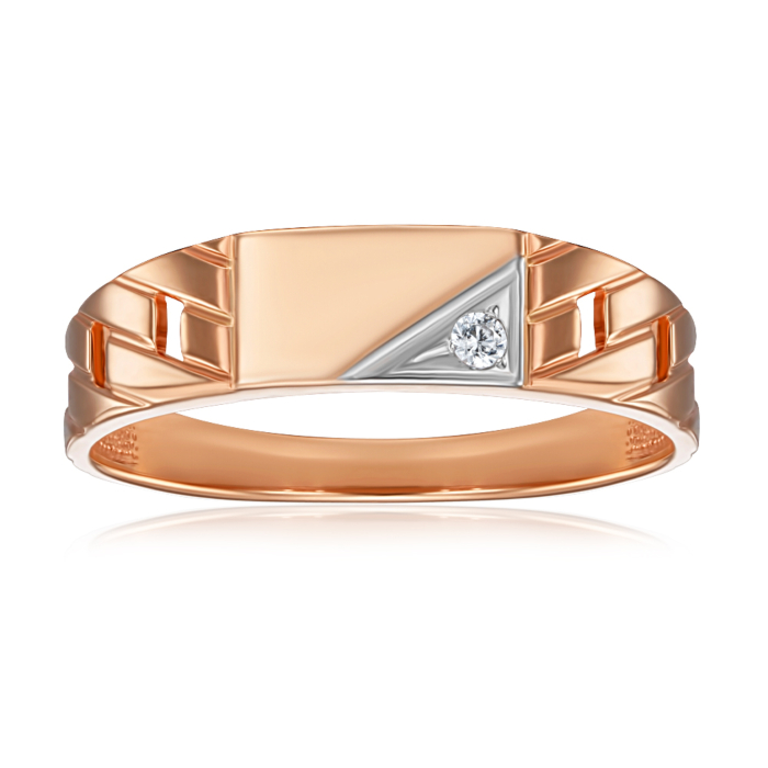 Золотая печатка с фианитом. Артикул 19020/01/1/17