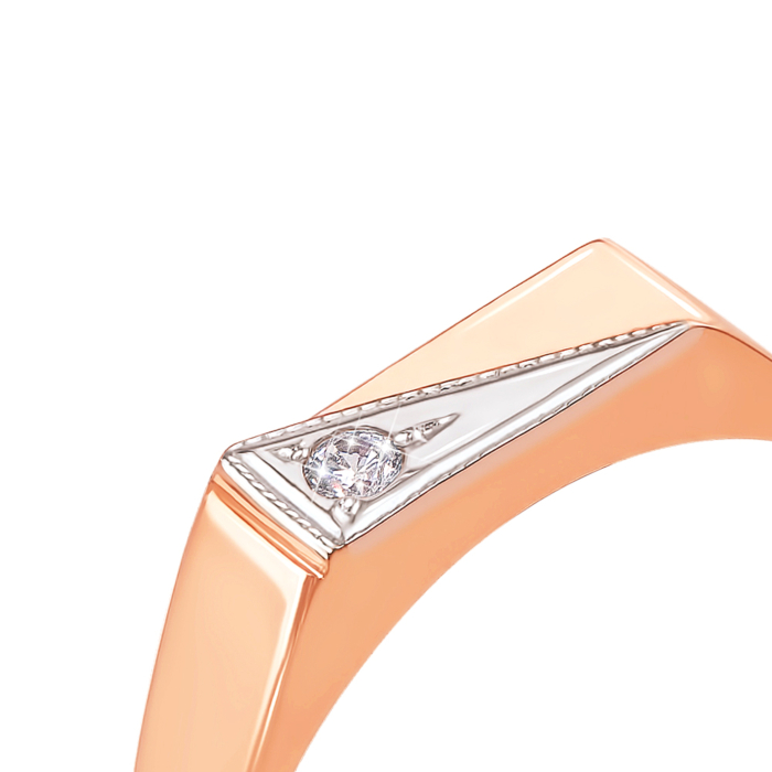 Золотая печатка с фианитом. Артикул 1907