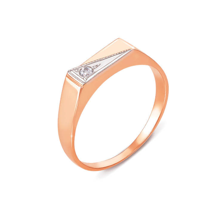 Золотая печатка с фианитом. Артикул 1907