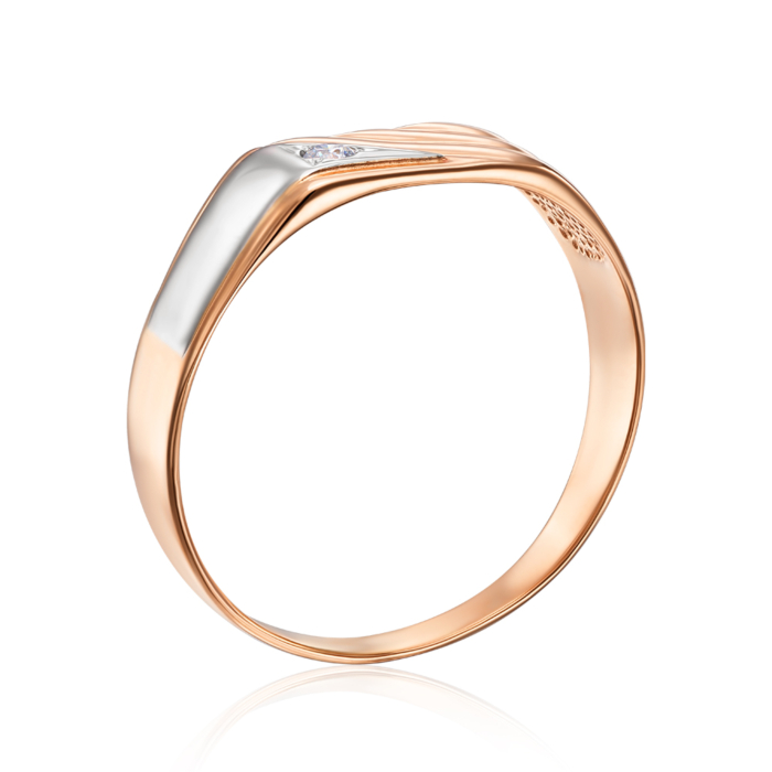 Золотая печатка з фіанітом. Артикул 1908