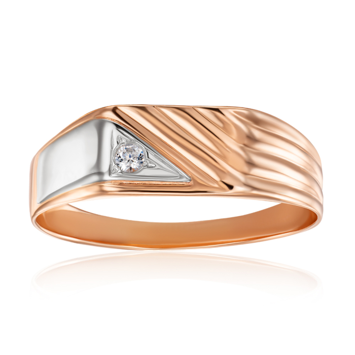 Золотая печатка з фіанітом. Артикул 1908