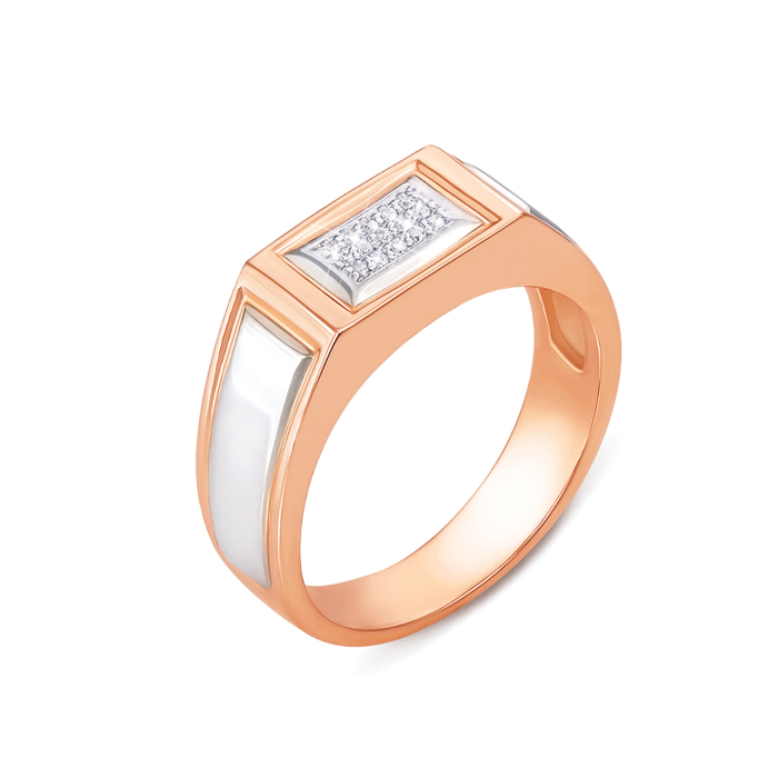 Золотая печатка с фианитами. Артикул 19080