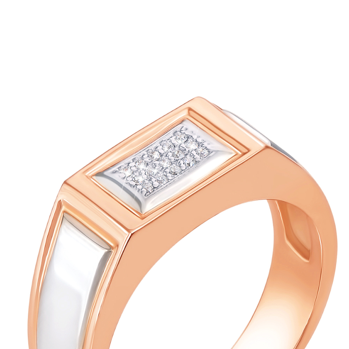 Золотая печатка с фианитами. Артикул 19080