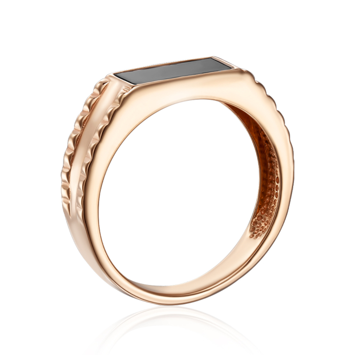 Золотая печатка с ониксом. Артикул 19083