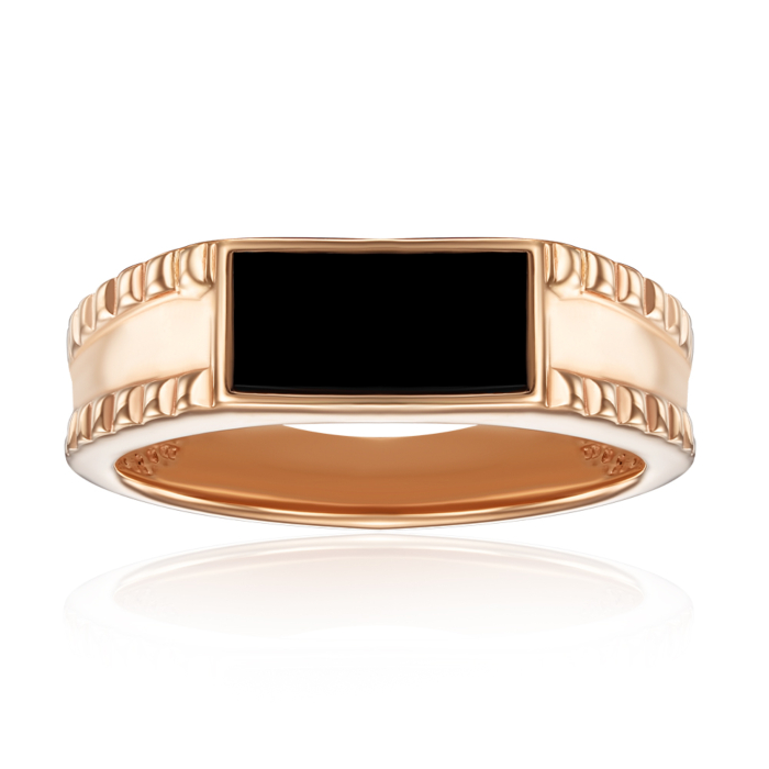 Золотая печатка с ониксом. Артикул 19083