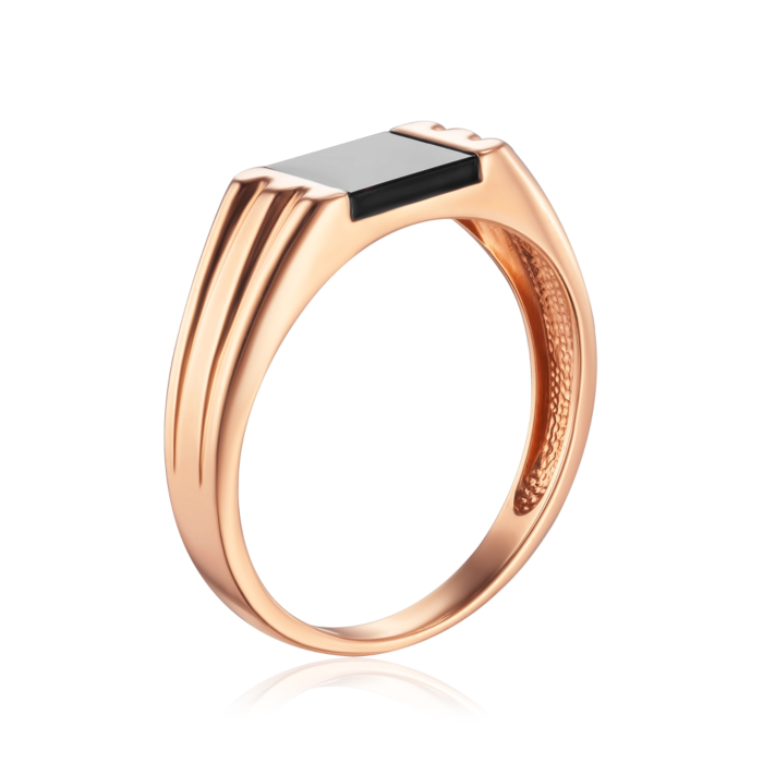 Золотая печатка с ониксом. Артикул 19088/01/0/604