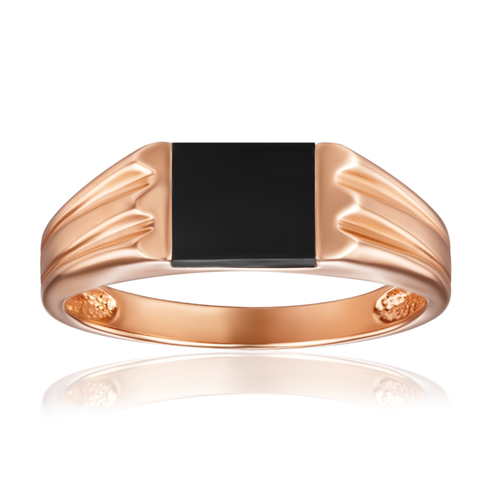 Золотая печатка с ониксом. Артикул 19088/01/0/604