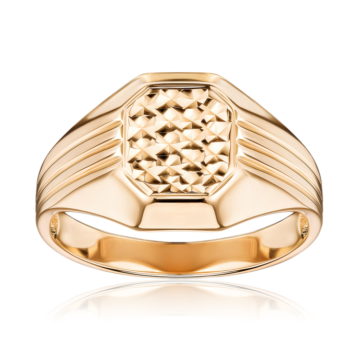 Золота печатка без вставки. Артикул 19092/01/2