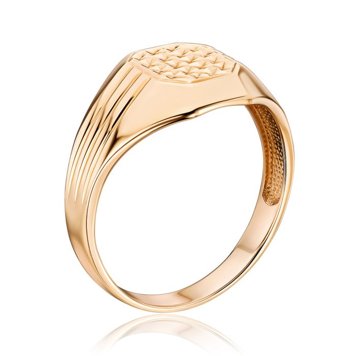 Золота печатка без вставки. Артикул 19092/01/2