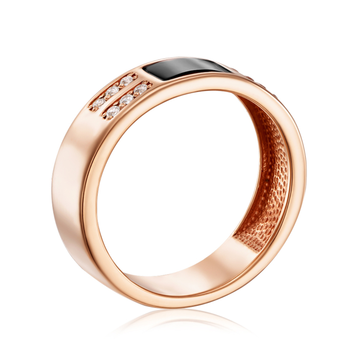 Золота печатка з оніксом і фіанітами. Артикул 19095/01/0/844