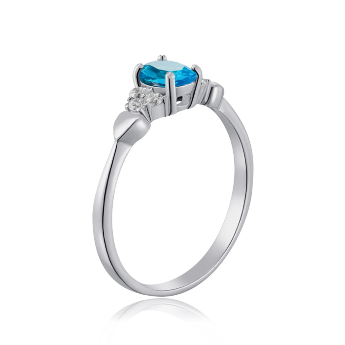 Серебряное кольцо с кварцем и фианитами. Артикул 1909/9р-QSWB