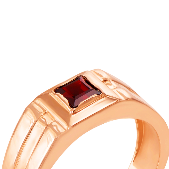 Золотая печатка с гранатом. Артикул 19103/гр