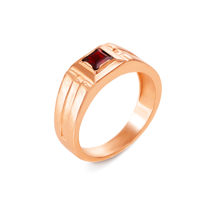 Золотая печатка с гранатом. Артикул 19103/гр