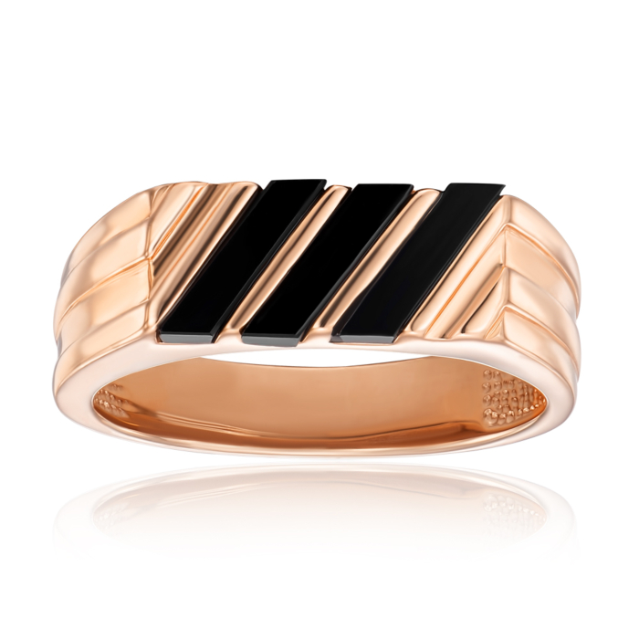 Золотая печатка с ониксом. Артикул 19111