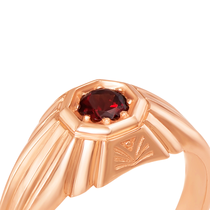 Золота печатка з гранатом. Артикул 19115/гр