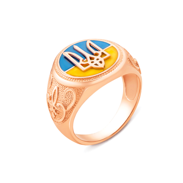 Золота печатка з тризубом. Артикул 19128