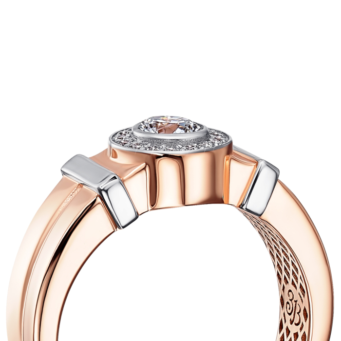 Золотая печатка с фианитами S. Артикул 19150/01/1/1063