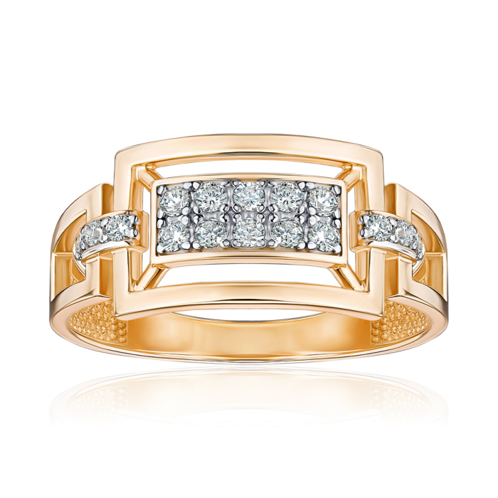 Золота каблучка з фіанітами 19174/01/1/147