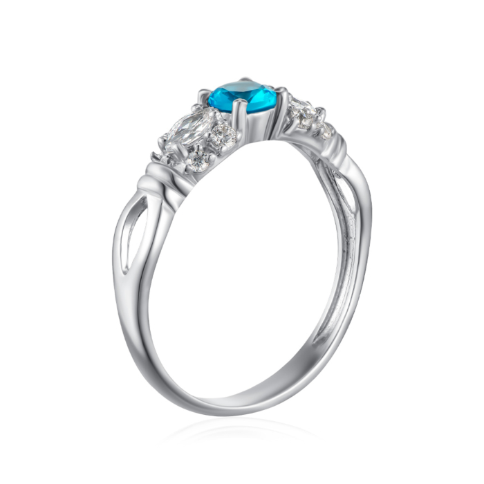 Срібна каблучка з кварцом та фіанітами. Артикул 1932/9р-QSWB