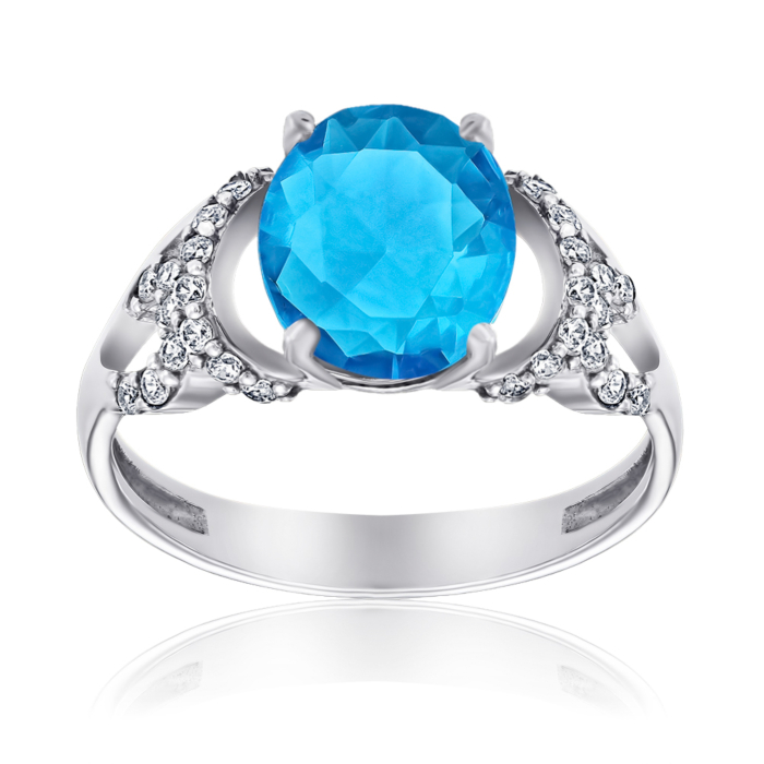 Серебряное кольцо с кварцем и фианитами. Артикул 1945/9р-QSWB