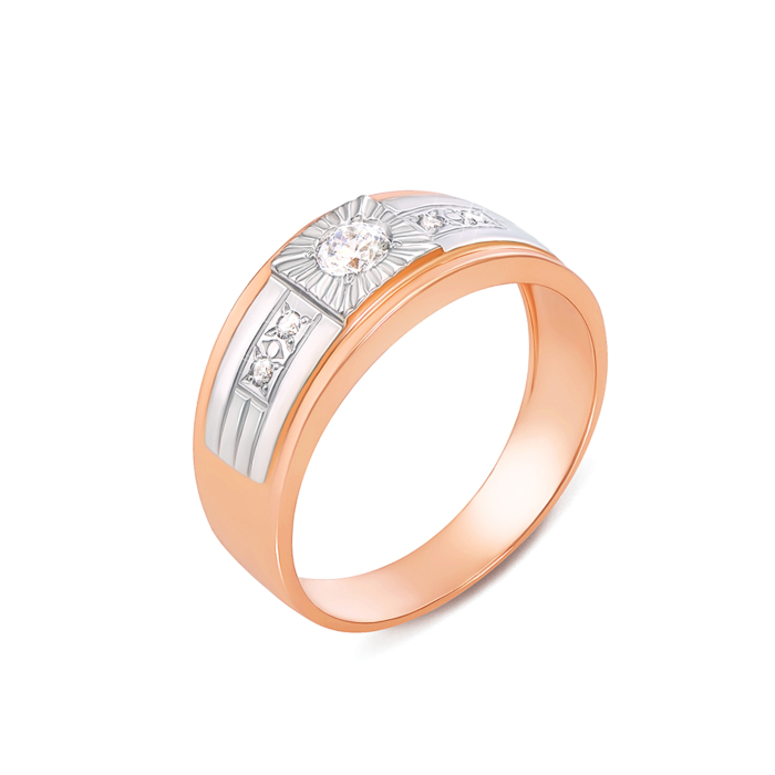 Золотая печатка с фианитами. Артикул 1948