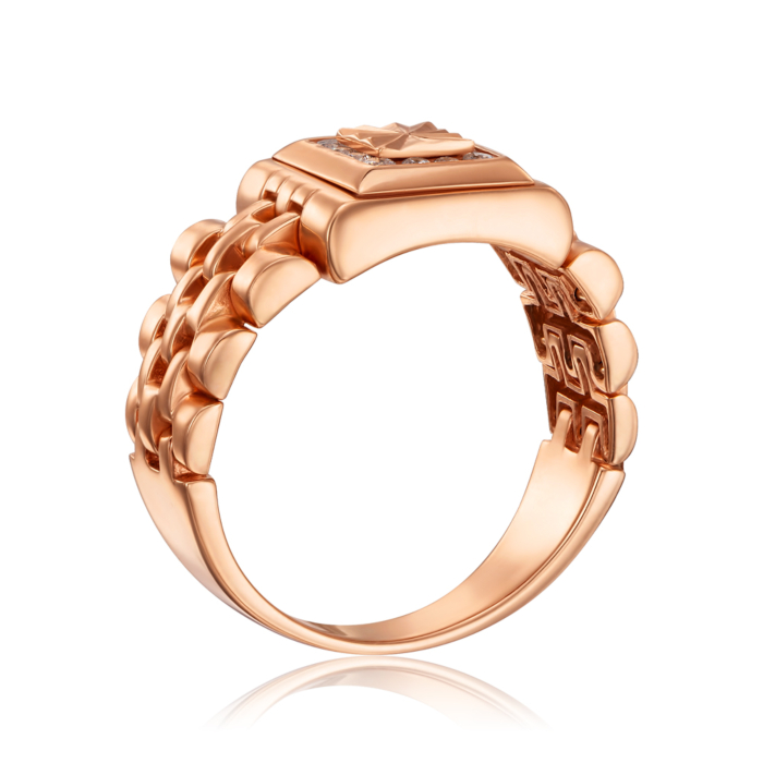 Золота печатка з фіанітами. Артикул 1951/01/2/147