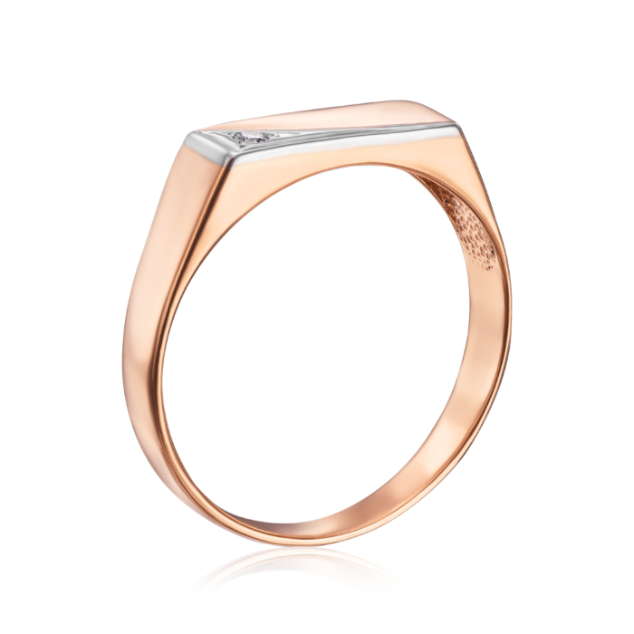 Золотая печатка с фианитом. Артикул 1958 (1958/01/1/46)