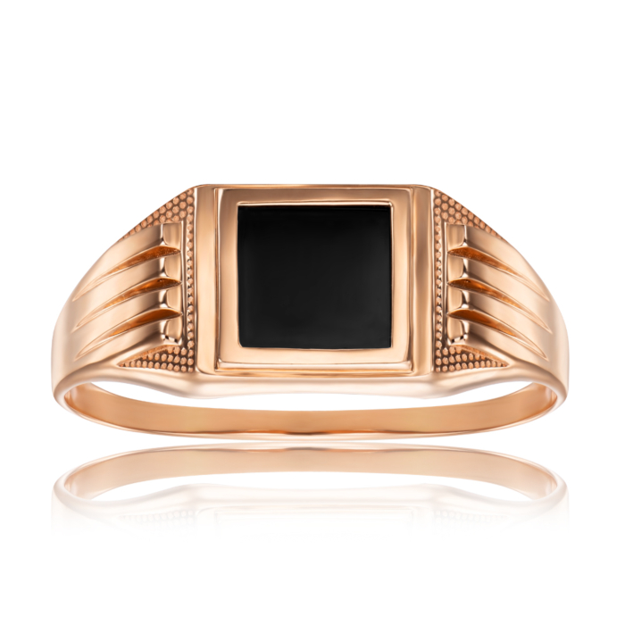 Золотая печатка с ониксом. Артикул 1959/01/0/604
