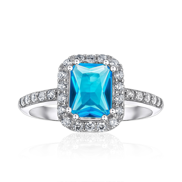 Серебряное кольцо с кварцем и фианитами. Артикул 1977/9р-QSWB