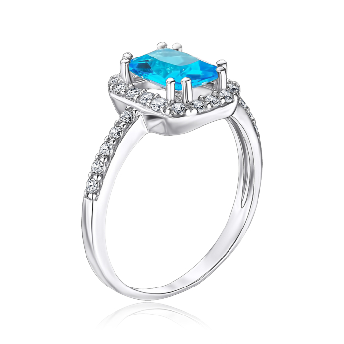 Серебряное кольцо с кварцем и фианитами. Артикул 1977/9р-QSWB