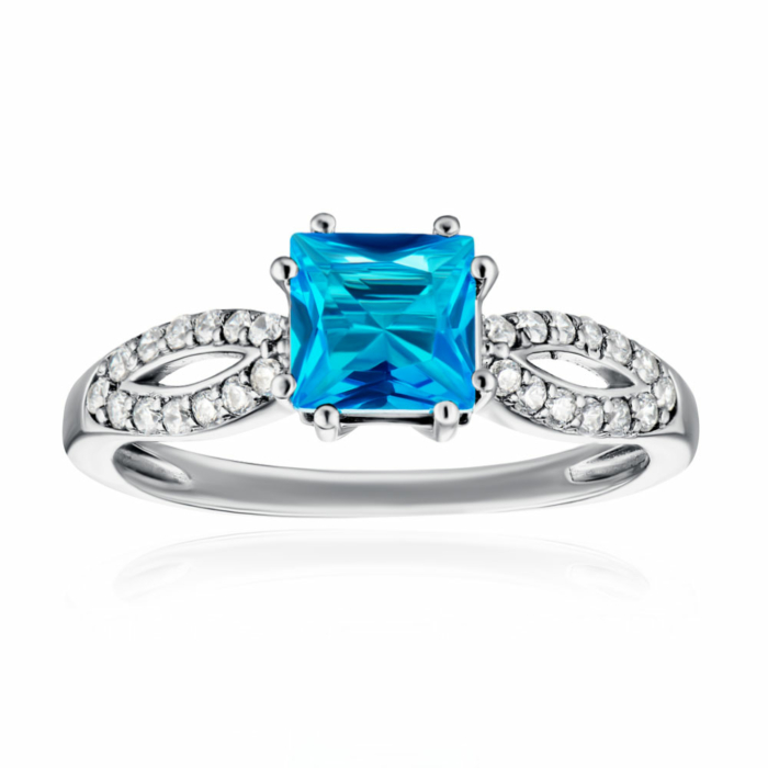 Срібна каблучка з кварцем та фіанітами. Артикул 1979/9р-QSWB