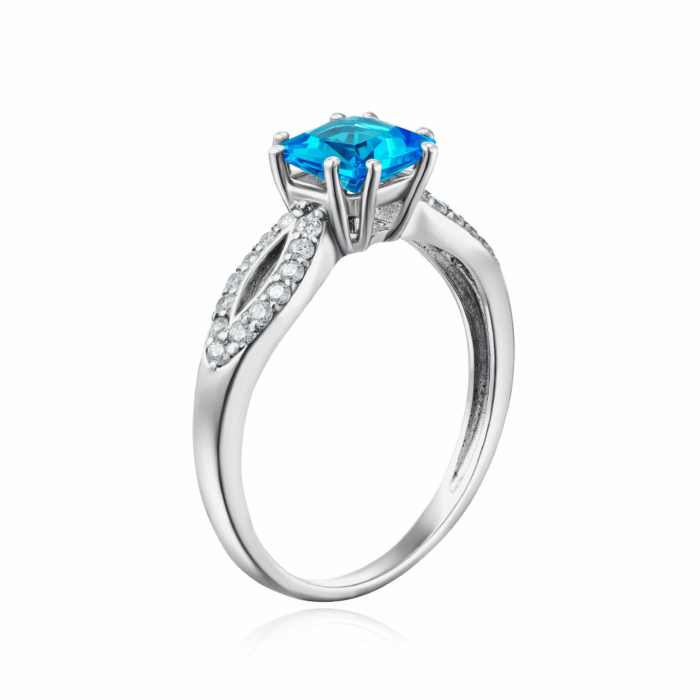 Срібна каблучка з кварцем та фіанітами. Артикул 1979/9р-QSWB