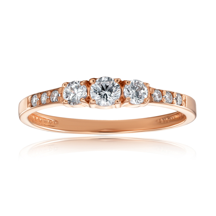 Золота каблучка з фіанітами. Артикул 11908/01/0/250