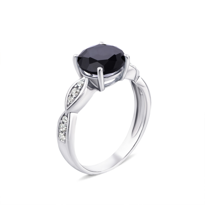 Серебряное кольцо с сапфиром и фианитами. Артикул 1980/9р
