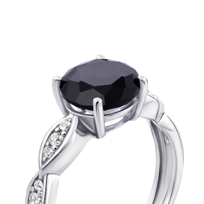 Серебряное кольцо с сапфиром и фианитами. Артикул 1980/9р