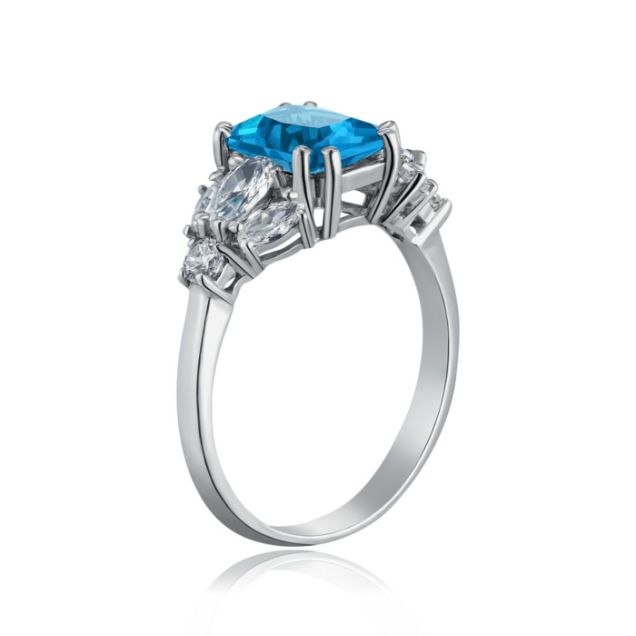 Серебряное кольцо с кварцем и фианитами. Артикул 1986/9р-QSWB