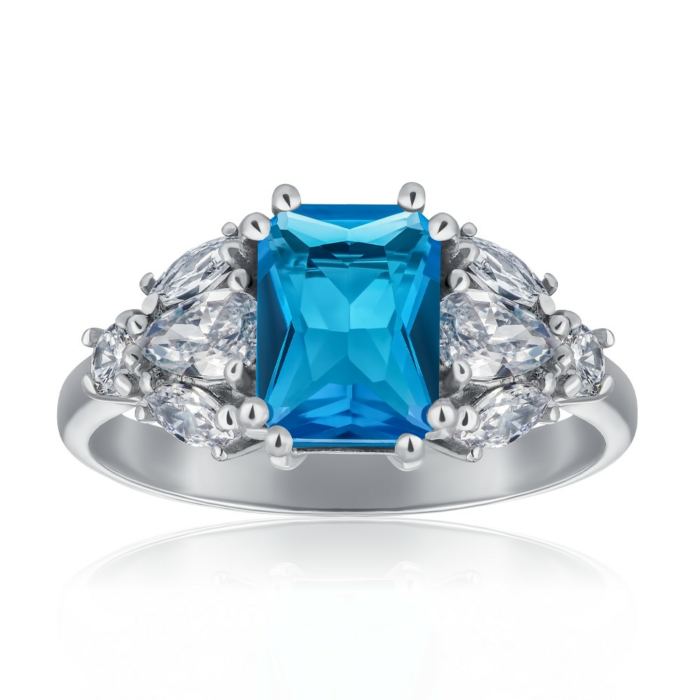 Серебряное кольцо с кварцем и фианитами. Артикул 1986/9р-QSWB