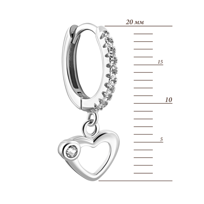 Срібні сережки-підвіски з фіанітами. Артикул UG51EA103982