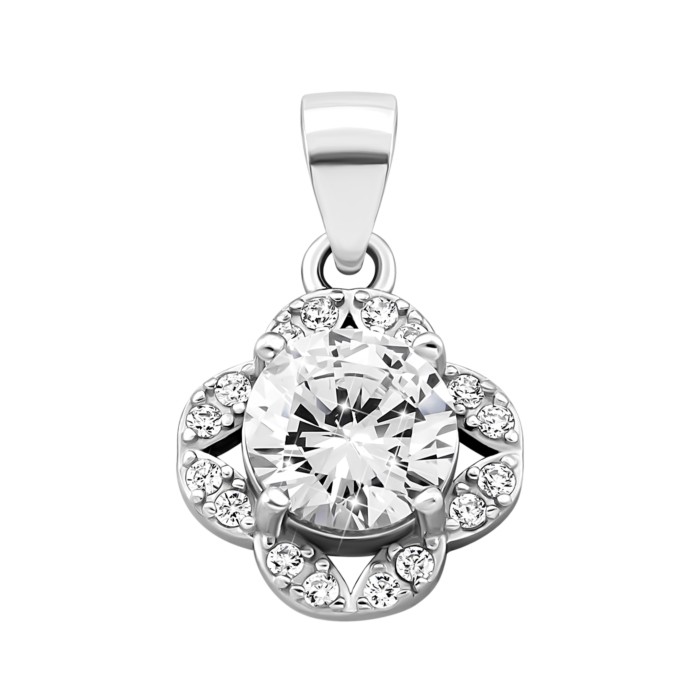 Срібна підвіска Квітка з фіанітами. Артикул UG51PE69493