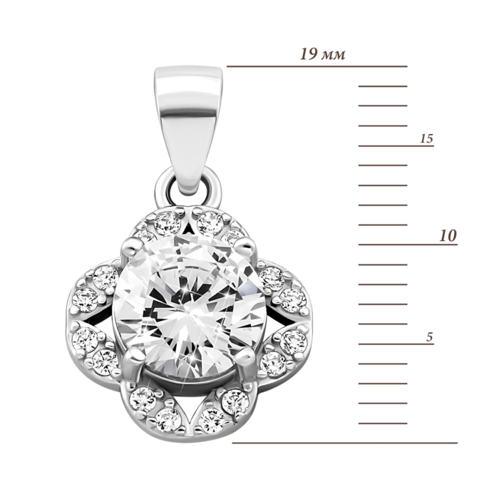 Срібна підвіска Квітка з фіанітами. Артикул UG51PE69493