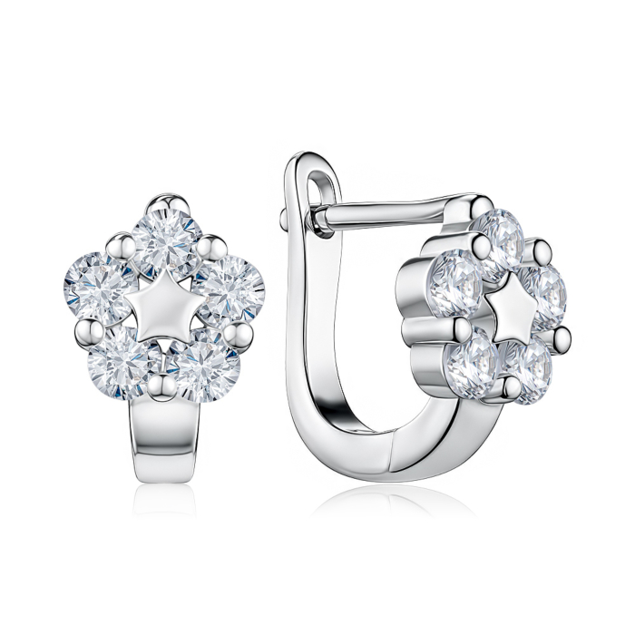 Серебряные серьги с фианитами. Артикул 1EA103908-E/12/1