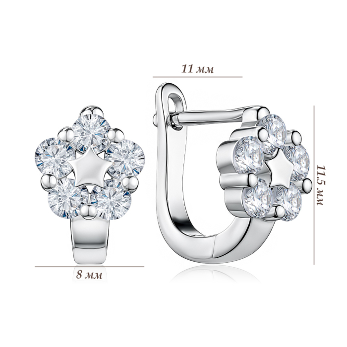 Серебряные серьги с фианитами. Артикул 1EA103908-E/12/1