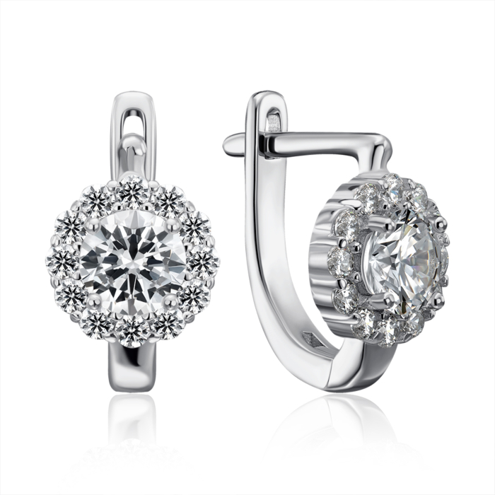 Срібні сережки з фіанітами. Артикул 1EA103912-E/12/1