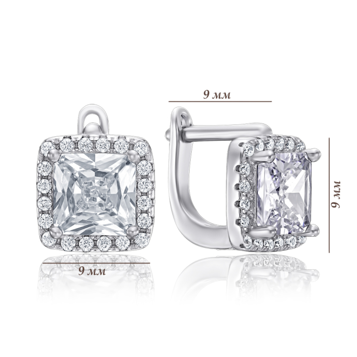 Срібні сережки з фіанітами. Артикул 1EA103914-E/12/1