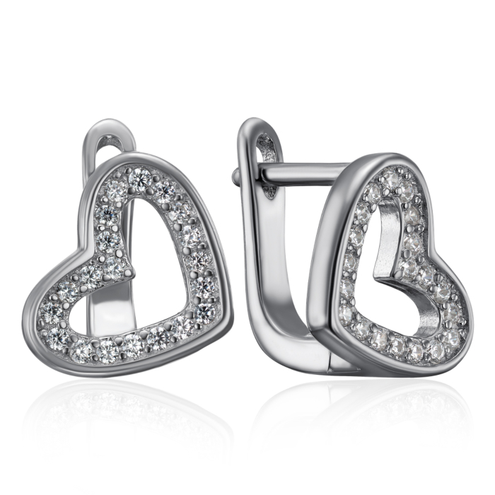 Срібні сережки з фіанітами. Артикул 1EA104799-E/12/1